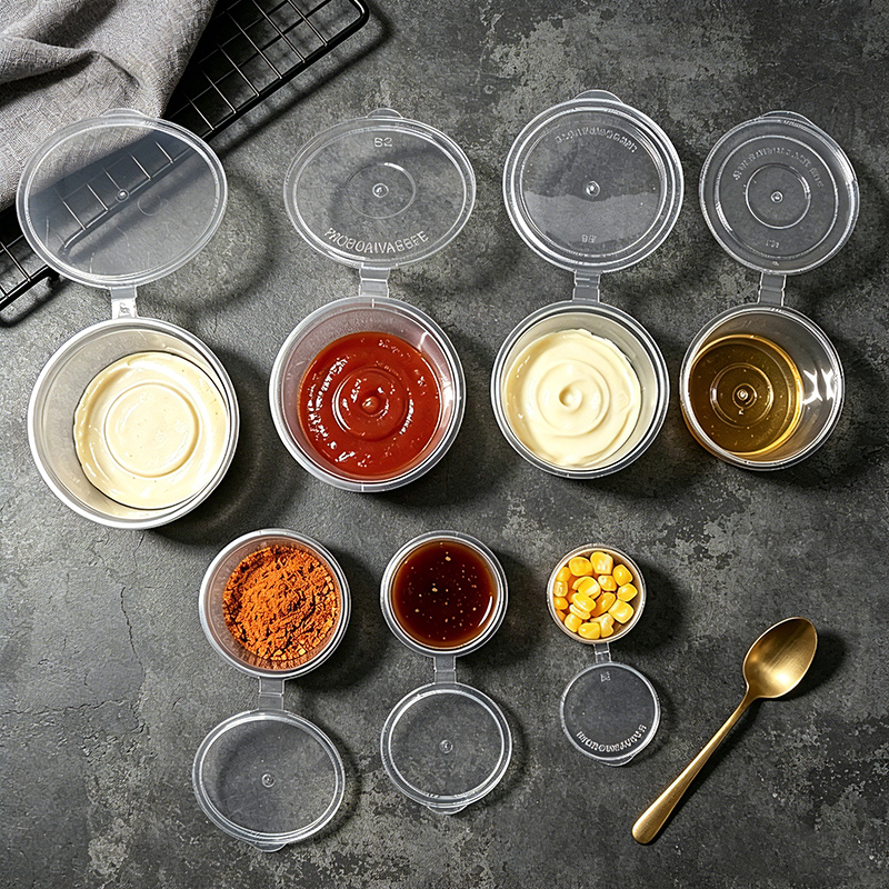 0.5oz 2 oz 3.25 oz 4 oz 5oz Plastic Portion Cups with Lids Wholesale Clear Sauce Cups