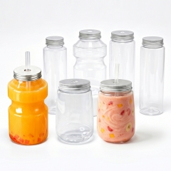 Multi Shape BPA Free Clear PET Bottles for Takeaway Beverage Packaging