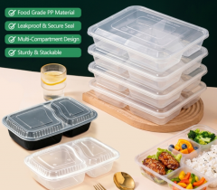 Wholesale Compartment Disposable PP Plastic Lunch Box with Lid BPA Free