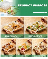 Wholesale Compartment Disposable PP Plastic Lunch Box with Lid BPA Free