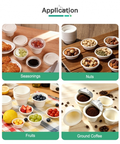 0.5oz 1.5oz Eco Friendly Coffee Pod Cups with Custom Lid Sugarcane Capsule Cups for Coffee Sauce in Bulk Custom