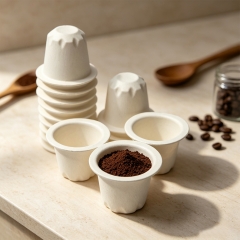 0.5oz 1.5oz Eco Friendly Coffee Pod Cups with Custom Lid Sugarcane Capsule Cups for Coffee Sauce in Bulk Custom