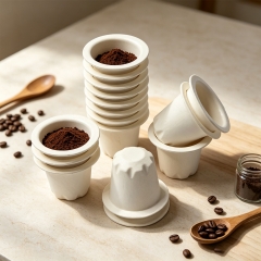 0.5oz 1.5oz Eco Friendly Coffee Pod Cups with Custom Lid Sugarcane Capsule Cups for Coffee Sauce in Bulk Custom