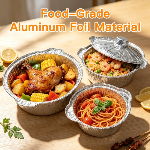 Custom Heavy Duty Round Aluminum Foil Cooking Pot for BBQ Takeaway Baking