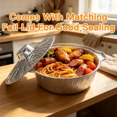 Custom Heavy Duty Round Aluminum Foil Cooking Pot for BBQ Takeaway Baking
