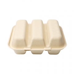 Hinged Clamshell Taco Box Compostable Bagasse Taco Container