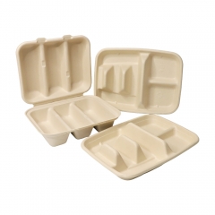 Hinged Clamshell Taco Box Compostable Bagasse Taco Container