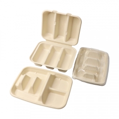 Hinged Clamshell Taco Box Compostable Bagasse Taco Container