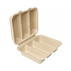 Hinged Clamshell Taco Box Compostable Bagasse Taco Container