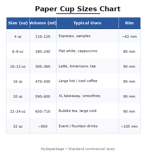 Paper Cup Size