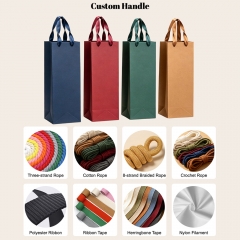 Custom Kraft Bottle Paper Bags Single Bottle Wine Bags with Various Handles