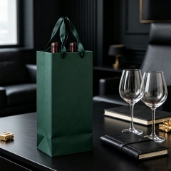 Custom Kraft Double Bottle Paper Bags Perfect for Twin Packs and Gifting