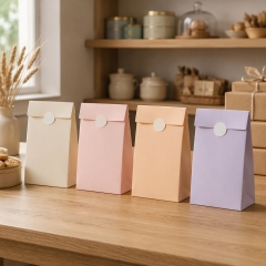 Custom Luxury Matte Kraft Paper Cosmetic Bags with Ribbon Handles for Perfume Skincare Gift Packaging