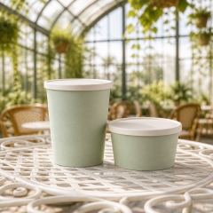 Copo de papel para sorvete PLA biodegradável personalizado com tampa