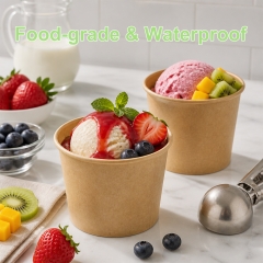 16 oz Custom Ice Cream Paper Cups with Printing Lids