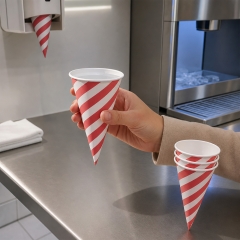 Printed Paper Snow Cone Cups with Straw Spoon