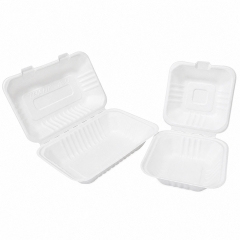 Custom Sugarcane Bagasse Clamshell Box OEM Logo Bulk Pricing for Restaurant