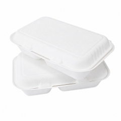 Custom Sugarcane Bagasse Clamshell Box OEM Logo Bulk Pricing for Restaurant