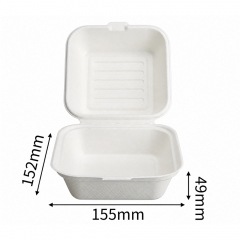 Custom Sugarcane Bagasse Clamshell Box OEM Logo Bulk Pricing for Restaurant