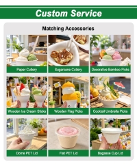 Custom Molded Sugarcane Fiber Ice Cream Cups & Dessert Bowls