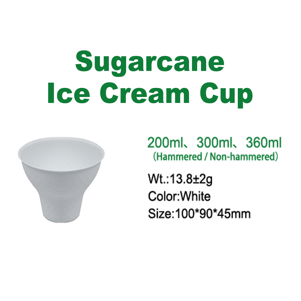 Handheld Biodegradable Sugarcane Cup Cone for Ice Cream