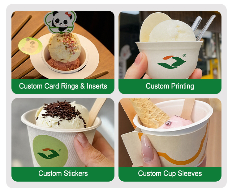 Custom Molded Sugarcane Fiber Ice Cream Cups & Dessert Bowls