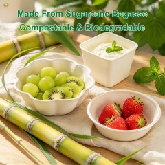 Custom Molded Sugarcane Fiber Ice Cream Cups & Dessert Bowls