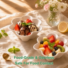 Custom Scalloped Flower Bagasse Ice Cream Dessert Bowls 200ml 280ml 450ml 