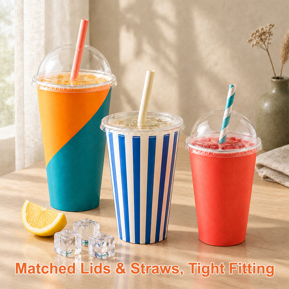 Custom Printed 44 oz 50 oz Large Paper Cups with Matching Lids