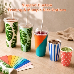 Wholesale Cold Drink Paper Cups 7oz 8oz 10oz Juice Cups with Custom Printing
