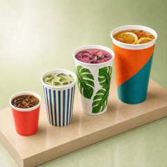 Wholesale Cold Drink Paper Cups 7oz 8oz 10oz Juice Cups with Custom Printing