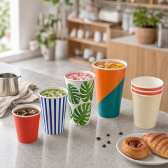Large Cold Drink Paper Cups 20 oz to 24 oz for Smoothies and Takeaway Drinks
