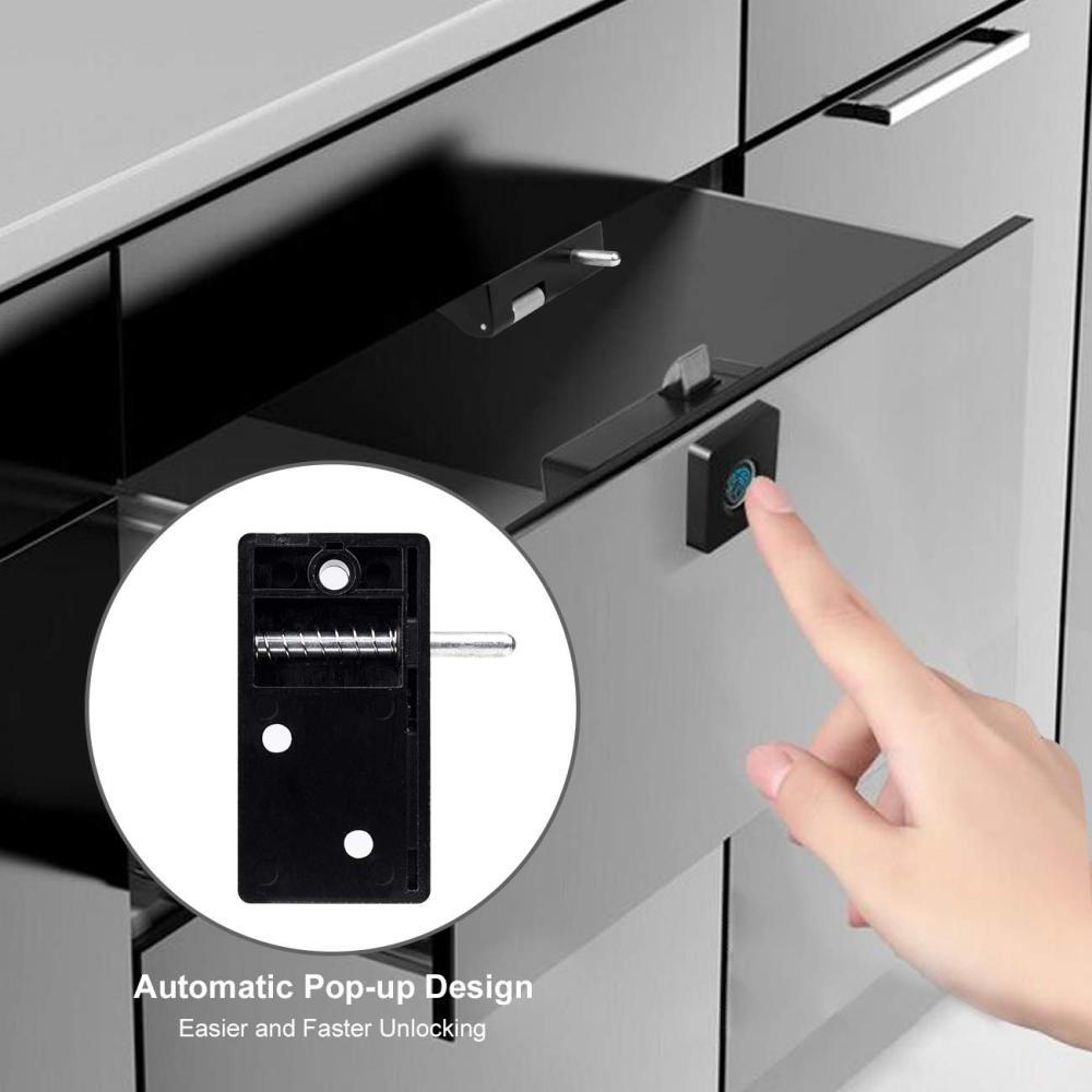 Fingerprint Lock Electronic Cabinet Door Locks, Smart Biometric Hidden File Cabinet Lock Kit Replacement, USB Rechargeable Keyless Furniture Drawer Lock for Cabinets, Suitable for Home & Office