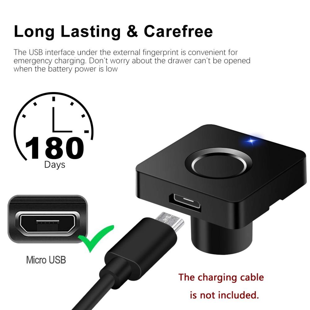 Fingerprint Lock Electronic Cabinet Door Locks, Smart Biometric Hidden File Cabinet Lock Kit Replacement, USB Rechargeable Keyless Furniture Drawer Lock for Cabinets, Suitable for Home & Office