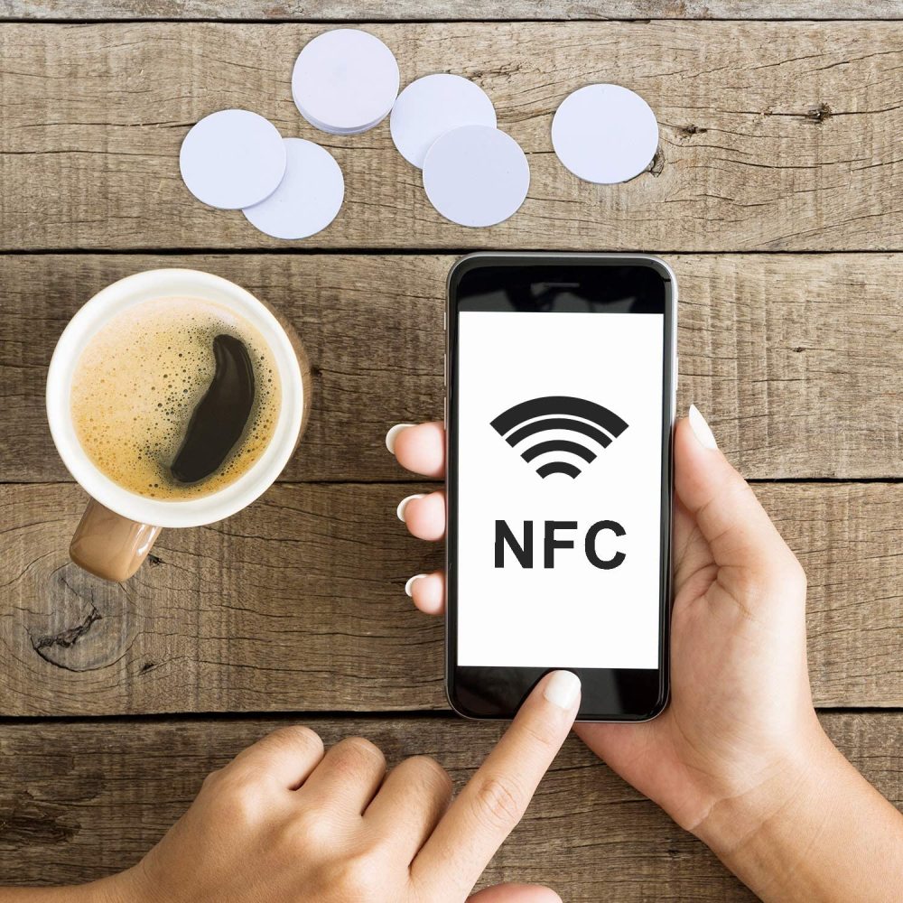 50 Pieces 215 NFC Card Tag Blank White PVC Card NFC Coin Cards Compatible with Tagmo and NFC Enabled Mobile Phones and Devices, Round (25 mm/ 1 Inch)