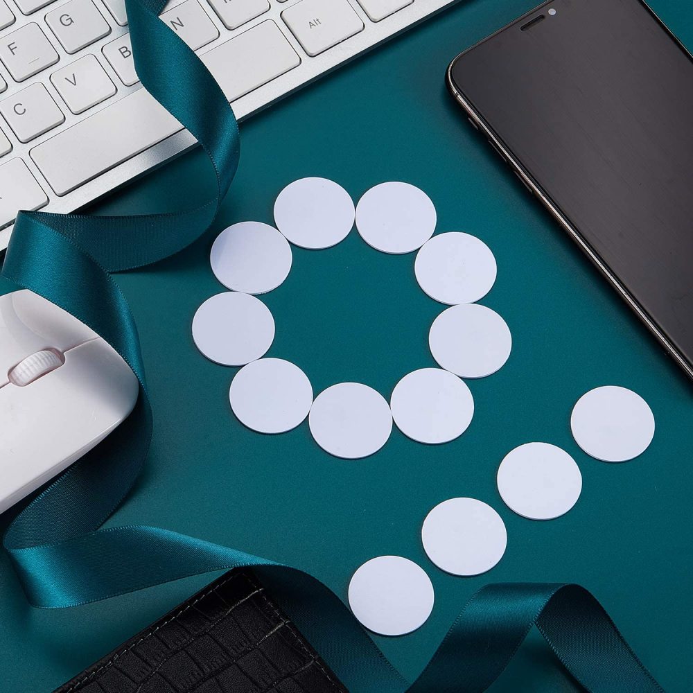 50 Pieces 215 NFC Card Tag Blank White PVC Card NFC Coin Cards Compatible with Tagmo and NFC Enabled Mobile Phones and Devices, Round (25 mm/ 1 Inch)