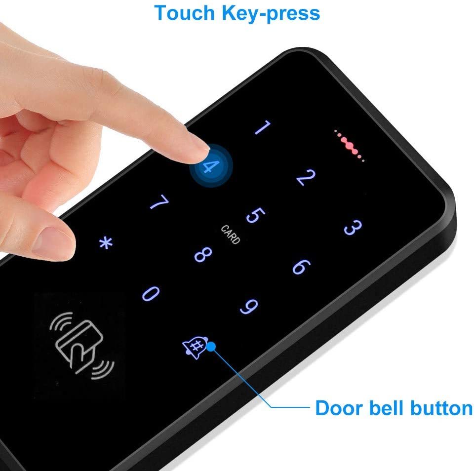 IP68 Waterproof Outdoor Door Access Control System Kit RFID Access Control Keypad Touch Panel + 180KG/350lbs Electric Magnetic Lock + Power Supply +10pcs Keyfobs