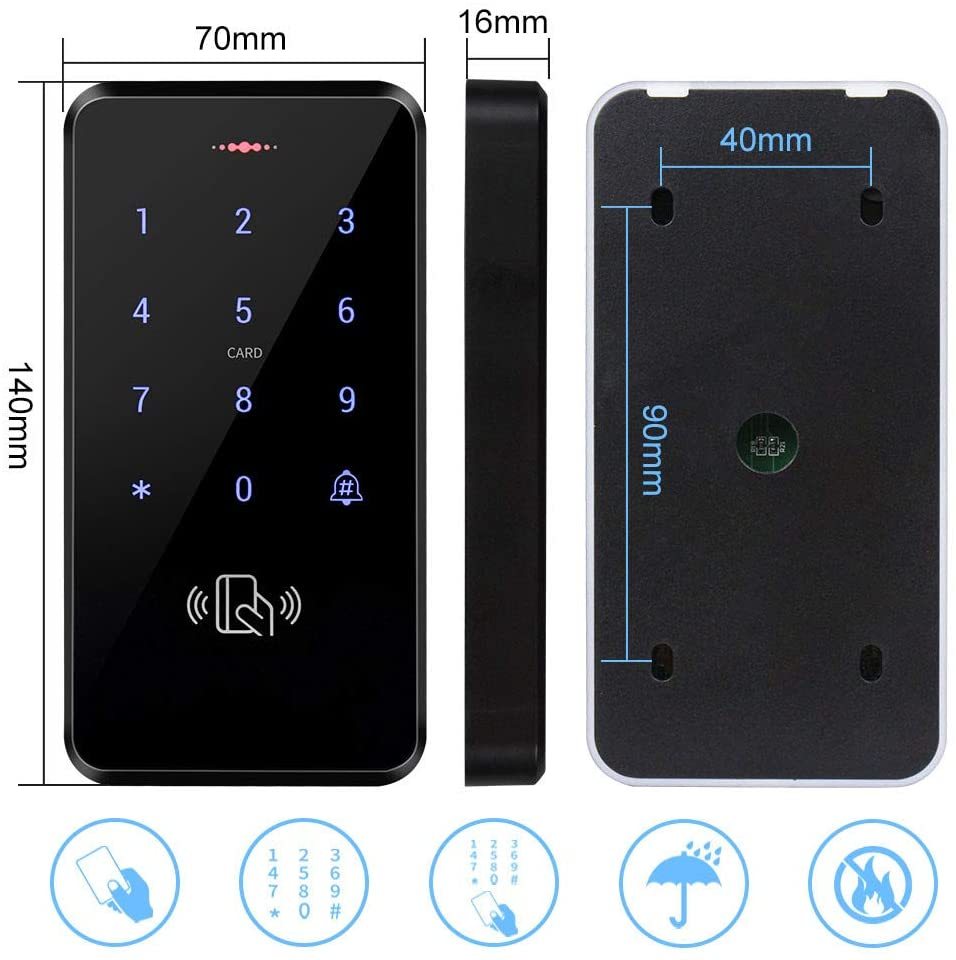 IP68 Waterproof Outdoor Door Access Control System Kit RFID Access Control Keypad Touch Panel + 180KG/350lbs Electric Magnetic Lock + Power Supply +10pcs Keyfobs
