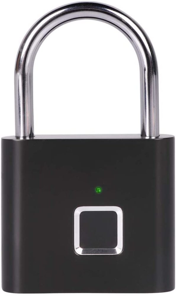 Fingerprint Padlock, One Touch Open Gym Lock for Locker, Sports, School & Employee Locker, Suitcase (No App, No Bluetooth & No Breaking into Troubled)
