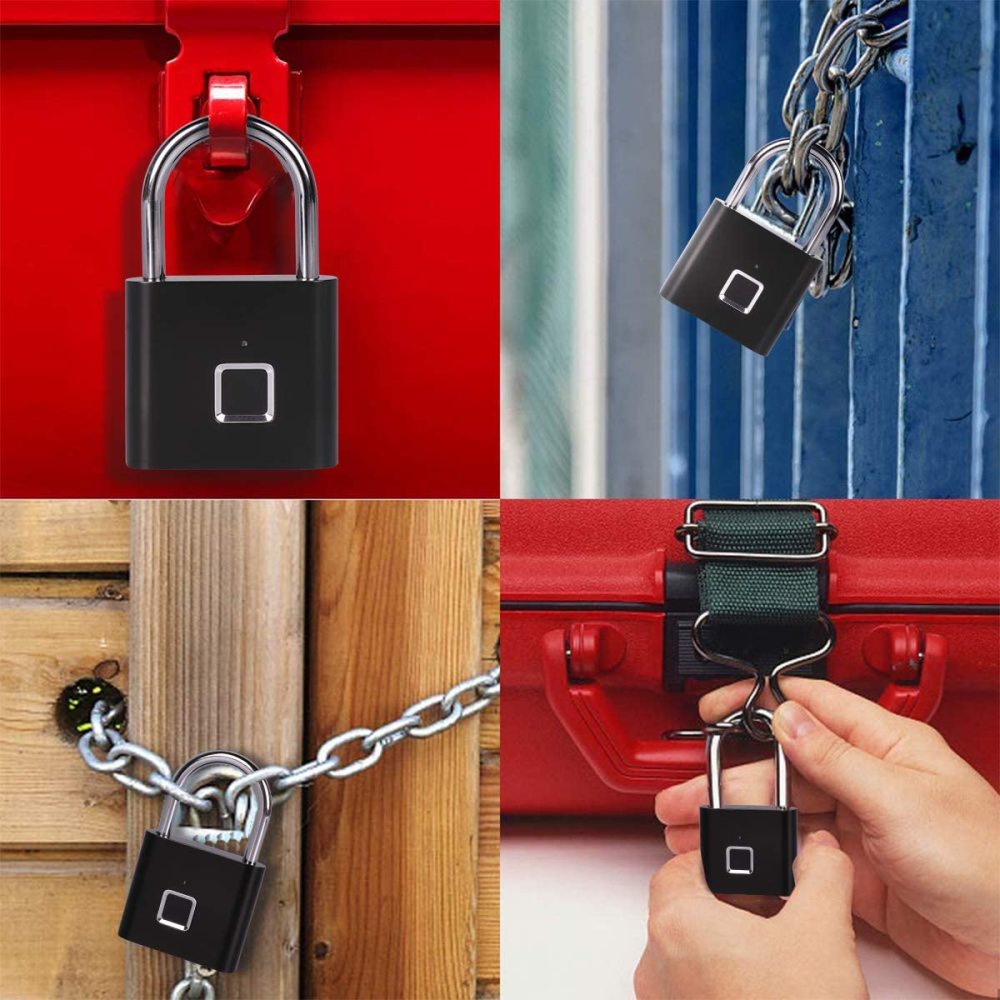 Fingerprint Padlock, One Touch Open Gym Lock for Locker, Sports, School & Employee Locker, Suitcase (No App, No Bluetooth & No Breaking into Troubled)