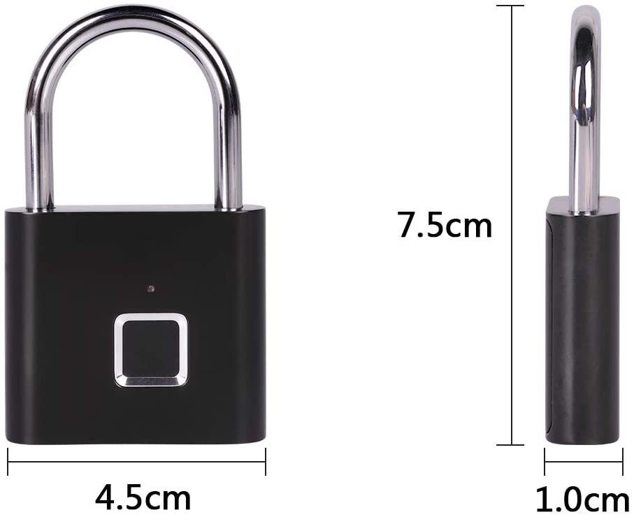 Fingerprint Padlock, One Touch Open Gym Lock for Locker, Sports, School & Employee Locker, Suitcase (No App, No Bluetooth & No Breaking into Troubled)