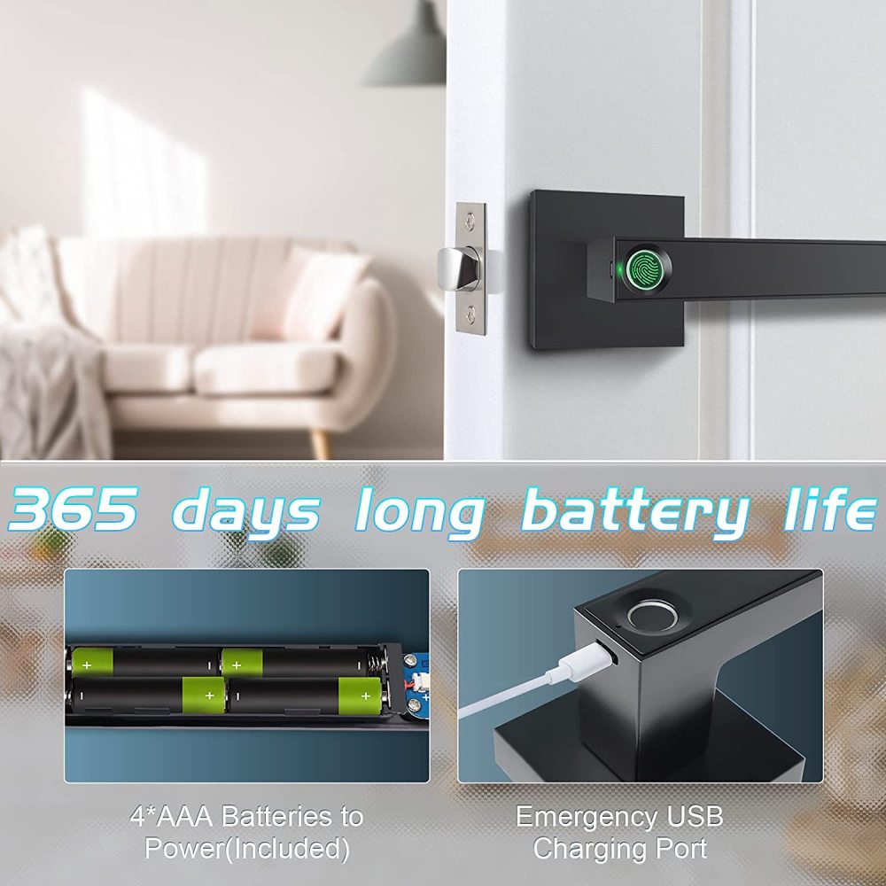 IT OSAYDE  Fingerprint Door Lock Biometric Door Lock Smart Door Knob Gate Locks Left-Right Adjustable Handle Keyless Entry Door Lock for Bedroom Hotel Warehouse Office (F180)