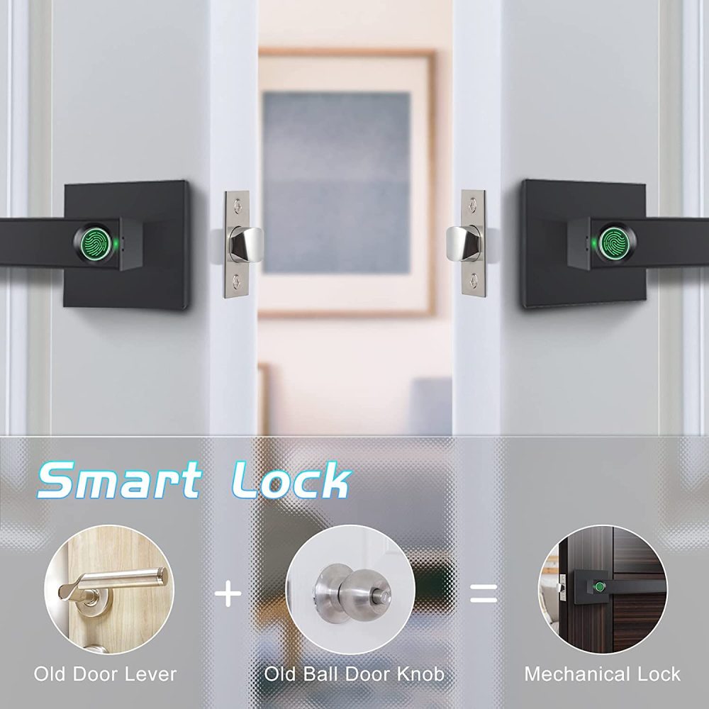IT OSAYDE  Fingerprint Door Lock Biometric Door Lock Smart Door Knob Gate Locks Left-Right Adjustable Handle Keyless Entry Door Lock for Bedroom Hotel Warehouse Office (F180)