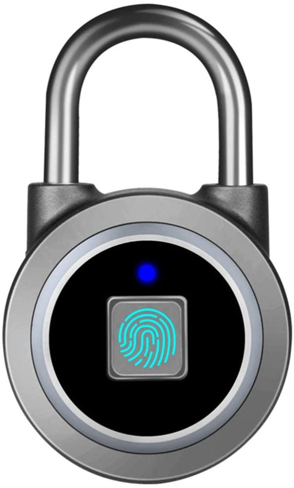 Fingerprint Padlock, Bluetooth Lock, Mobile APP, MEGAFEIS Smart Padlock with Keyless Biometric, Water Resistant, Suitable for Gym, Sports, Bike, School, Locker and Storage(Grey)