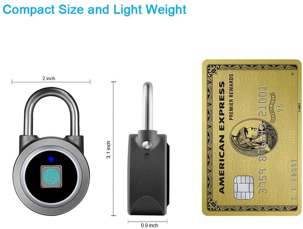 Fingerprint Padlock, Bluetooth Lock, Mobile APP, MEGAFEIS Smart Padlock with Keyless Biometric, Water Resistant, Suitable for Gym, Sports, Bike, School, Locker and Storage(Grey)