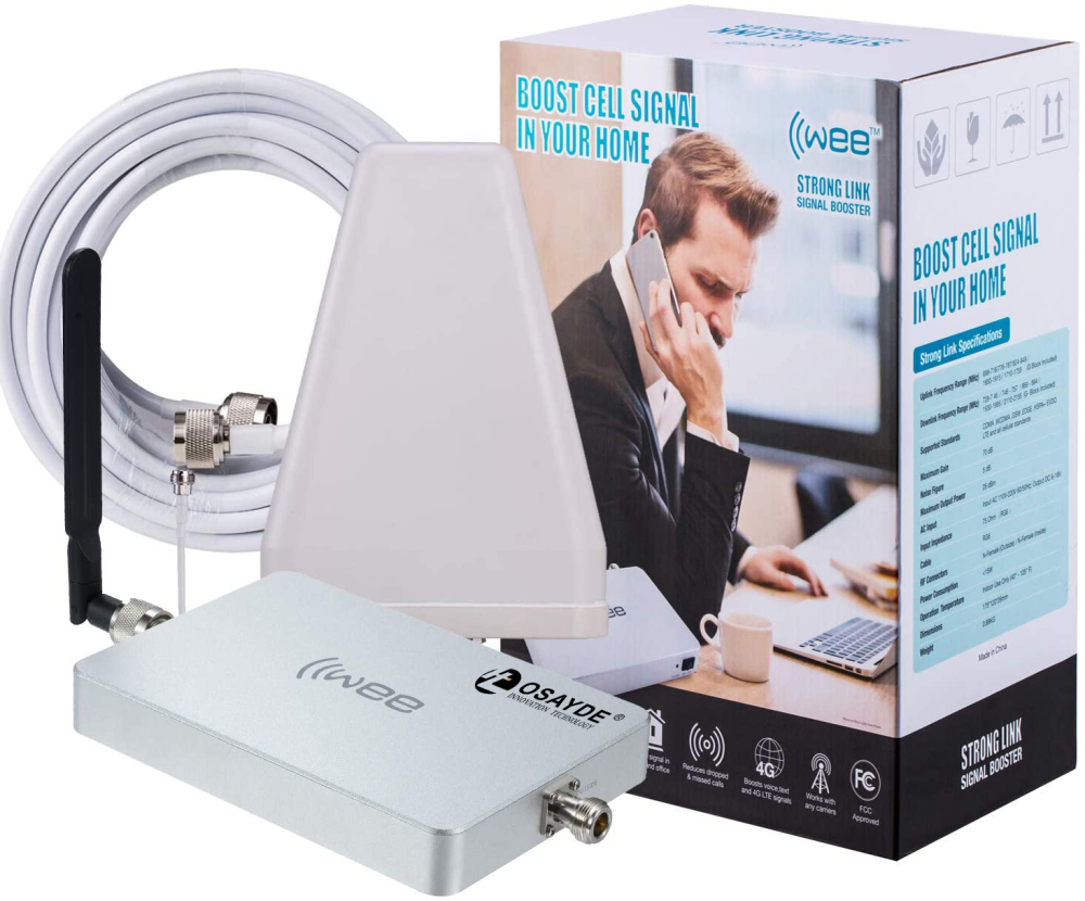 IIWEE Cell Phone Signal Booster Sets for All Carriers Voice Text and 4G LTE Up to 3500 Sq Ft for Home and Office