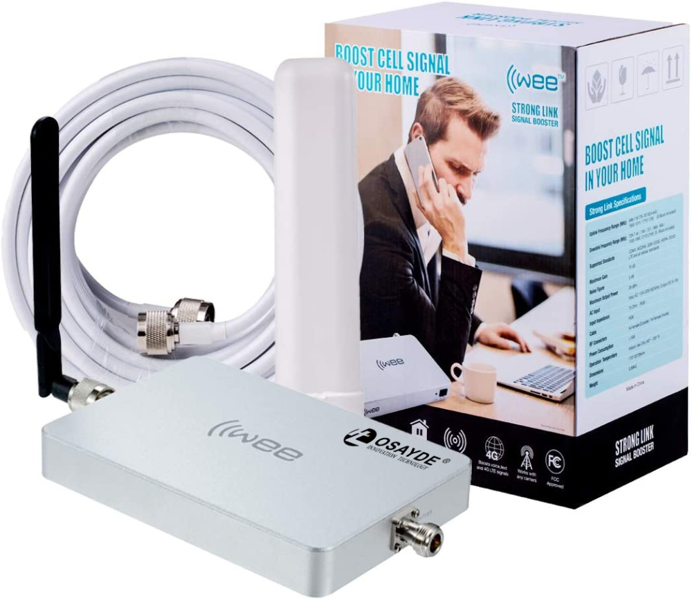IIWEE Phone Signal Booster Sets for All Carriers Voice Text and 4G LTE Up to 4000 Sq Ft for Home and Office Signal boosts