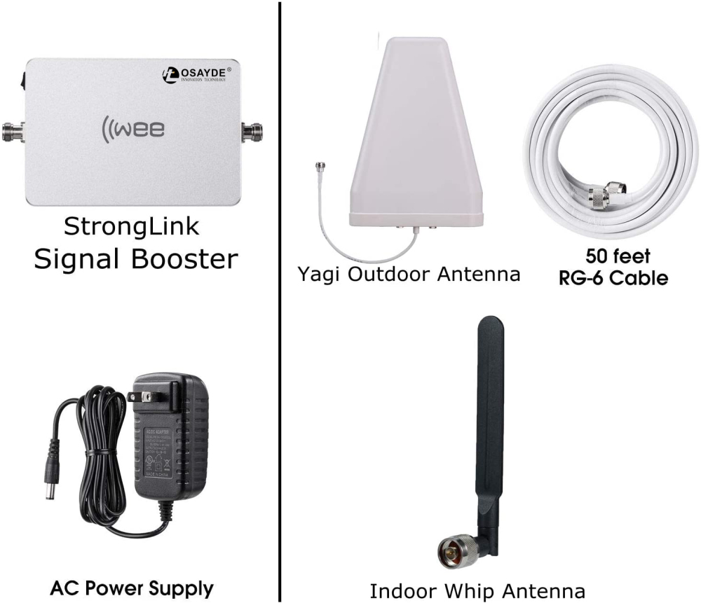 IIWEE Cell Phone Signal Booster Sets for All Carriers Voice Text and 4G LTE Up to 3500 Sq Ft for Home and Office