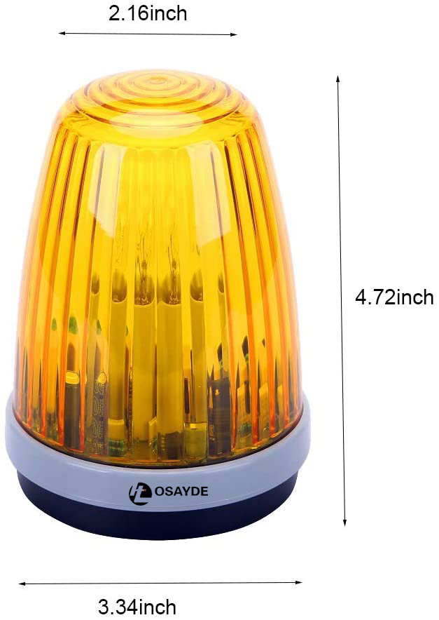 IT OSAYDE Waterproof Warning Light for Gate Opener System Signal Flash Alarm Lamp with Installation Accesssories with Yellow Cover(110V AC)