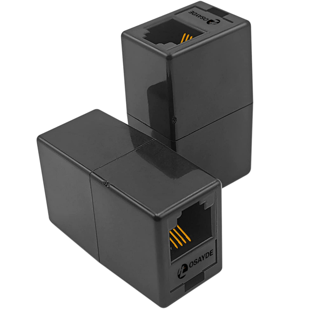 IT OSAYDE (5 Pack) RJ11 Coupler Telephone in-Line Coupler Extender RJ11 6P4C Female to Female for Landline Phone and Fax Black